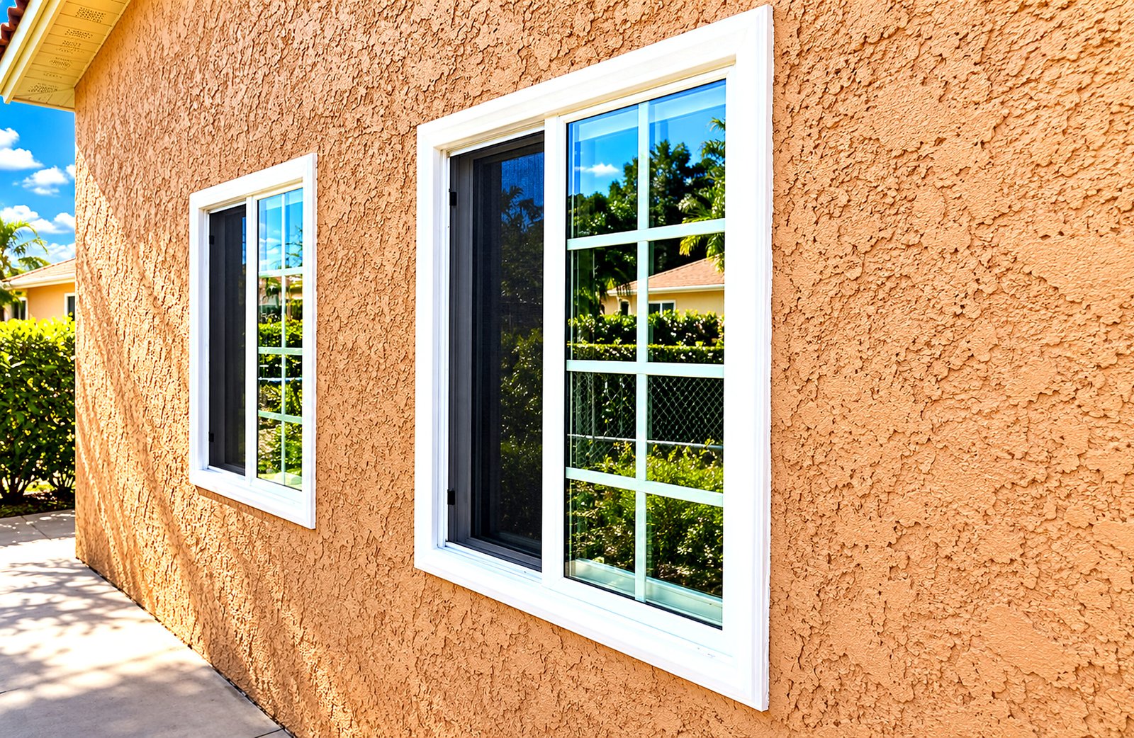 Tile roof edge and fascia meeting a limestone facade, design visual